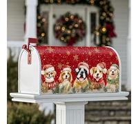 Housses magnétiques pour boîte aux lettres avec motif de chiens, chapeaux de Père Noël, flocons de neige, décorations pour décoration de porche et de porche, 53,3 x 64,9 cm