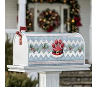 Housses magnétiques pour boîte aux lettres avec motif de pattes - Chapeau de Père Noël festif - Houx - Rouge - 45,7 x 53,3 cm