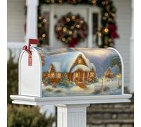 Housses magnétiques pour boîte aux lettres de cabine, sapins de neige, Noël, décorations extérieures, 53,3 x 64,9 cm, blanc