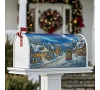 Housses magnétiques pour boîte aux lettres de cabine, sapins de neige rustiques, décoration extérieure, 53,3 x 64,9 cm, bleu