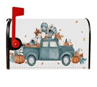 Housses magnétiques pour boîte aux lettres de camion, casque de football rustique, citrouille, orange automne, pour décoration de jardin, terrasse, 53,3 x 64,9 cm