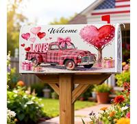 Housses magnétiques pour boîte aux lettres de camion, cœurs festifs romantiques, cadeaux de Saint-Valentin, boîte aux lettres rouge pour décoration de porte d'entrée, 45,7 x 53,3 cm