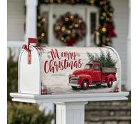 Housses magnétiques pour boîte aux lettres de camion - Décoration de jardin et de cour - Pin rustique festif de Noël - Rouge - 45,7 x 53,3 cm