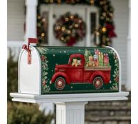 Housses magnétiques pour boîte aux lettres de camion rouge, cadeaux festifs de Noël, boîte aux lettres pour décoration de cour avant, 53,3 x 64,9 cm