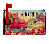 Housses magnétiques pour boîte aux lettres de camion, rustique, ferme, pommes, grange, rouge automne, pour décoration extérieure de cour, 45,7 x 53,3 cm