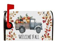 Housses magnétiques pour boîte aux lettres de camion, style rustique, citrouilles, feuilles, orange pour décoration de jardin, terrasse, 45,7 x 53,3 cm