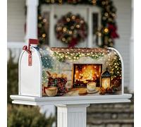 Housses magnétiques pour boîte aux lettres de cheminée - Lanterne rustique de Noël - Bâtons de cannelle - Jaune chaud - Décoration pour extérieur, jardin, cour, 45,7 x 53,3 cm