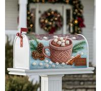 Housses magnétiques pour boîte aux lettres de chocolat chaud, pommes de pin festives de Noël, bâtons de cannelle, décoration saisonnière pour extérieur, jardin, cour, 45,7 x 53,3 cm, marron