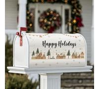 Housses magnétiques pour boîte aux lettres de maison, arbres rustiques, flocons de neige, Noël, décoration de porte d'entrée, 53,3 x 64,9 cm, marron