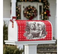 Housses magnétiques pour boîte aux lettres de Noël - Motif arbres rustiques de Noël - Rouge - 45,7 x 53,3 cm