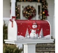 Housses magnétiques pour boîte aux lettres de Noël, motif bonhomme de neige, sucre d'orge, flocons de neige, décorations de Noël pour décoration de jardin et extérieur, 45,7 x 53,3 cm, rouge