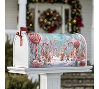 Housses magnétiques pour boîte aux lettres de Noël, motif bonhomme en pain d'épices, sucette de Noël, décoration extérieure, rouge, 45,7 x 53,3 cm