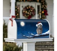 Housses magnétiques pour boîte aux lettres de Noël, motif hibou, neige, lune, Noël, décoration de boîte aux lettres pour porche, 53,3 x 64,9 cm, bleu