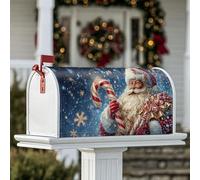 Housses magnétiques pour boîte aux lettres de Noël - Motif Père Noël - Cloches de canne à sucre d'orge - Pour l'extérieur - 45,7 x 53,3 cm - Rouge