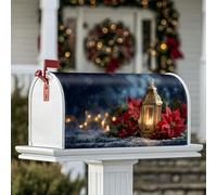 Housses magnétiques pour boîte aux lettres de Noël, poinsettia, houx, décoration de boîte aux lettres pour porte d'entrée, 45,7 x 53,3 cm, rouge