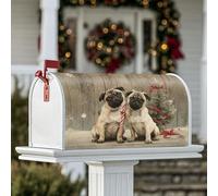 Housses magnétiques pour boîte aux lettres de Noël rustique en forme de carlin, sapin de Noël, décoration de jardin, 53,3 x 64,9 cm, marron