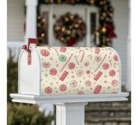 Housses magnétiques pour boîte aux lettres de Noël, sucette à la menthe poivrée, pour l'extérieur pour décoration de porche, 45,7 x 53,3 cm, rouge