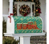 Housses magnétiques pour boîte aux lettres de train, flocons de neige festifs, sucre d'orge, boîte aux lettres de Noël pour décoration de porche, 45,7 x 53,3 cm, rouge