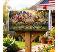 Housses magnétiques pour boîte aux lettres de vélo, fleurs vintage rustiques, drapeaux américains, protection de boîte aux lettres rouge pour décoration de jardin extérieur, 45,7 x 53,3 cm