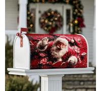 Housses magnétiques pour boîte aux lettres du Père Noël, cadeaux festifs, sucre d'orge, décorations de boîte aux lettres de Noël pour décoration de porte d'entrée, 45,7 x 53,3 cm, rouge