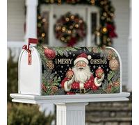 Housses magnétiques pour boîte aux lettres du Père Noël, décorations de Noël traditionnelles fantaisistes pommes de pin pour l'extérieur pour décoration de cour avant, 45,7 x 53,3 cm, rouge