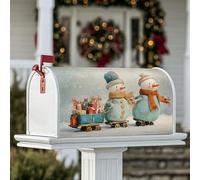 Housses magnétiques pour boîte aux lettres en forme de bonhomme de neige, cadeaux festifs d'hiver, boîte aux lettres décorative pour extérieur, jardin, cour, 53,3 x 64,9 cm, bleu