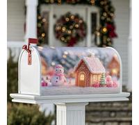 Housses magnétiques pour boîte aux lettres en forme de bonhomme de neige, cadeaux festifs d'hiver, maison en pain d'épices pour décoration de porte d'entrée, 53,3 x 64,9 cm, blanc