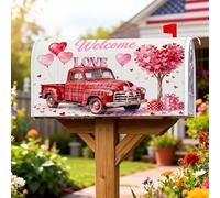 Housses magnétiques pour boîte aux lettres en forme de camion, cœurs fantaisistes, ballons festifs, Saint-Valentin, vacances, décoration extérieure, jardin, cour, 53,3 x 64,9 cm