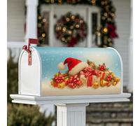 Housses magnétiques pour boîte aux lettres en forme de chapeau de Père Noël, rubans de cadeaux festifs de Noël, emballages de boîte aux lettres pour décoration de porche, 45,7 x 53,3 cm