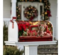Housses magnétiques pour boîte aux lettres en forme de chat, cadeaux festifs de Noël, camion rouge, couverture de boîte aux lettres pour décoration de cour avant, 53,3 x 64,9 cm