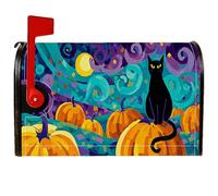 Housses magnétiques pour boîte aux lettres en forme de chat, citrouille colorée et lune, Halloween, pour décoration de jardin, terrasse, 45,7 x 53,3 cm