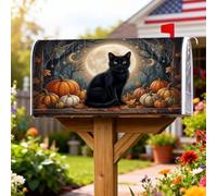 Housses magnétiques pour boîte aux lettres en forme de chat, citrouilles rustiques, feuilles d'automne, Halloween, décoration extérieure, 53,3 x 64,5 cm