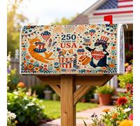 Housses magnétiques pour boîte aux lettres en forme de chat, feux d'artifice patriotiques festifs, drapeau des États-Unis, jour de l'indépendance, décorations pour porte d'entrée, 45,7 x 53,3 cm