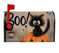 Housses magnétiques pour boîte aux lettres en forme de chat, Halloween, lanterne citrouille, orange, pour décoration de cour avant, 45,7 x 53,3 cm