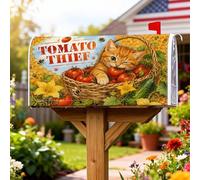 Housses magnétiques pour boîte aux lettres en forme de chat, panier de tomates rustique, couverture décorative pour décoration extérieure de cour, 53,3 x 64,9 cm, orange