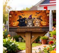 Housses magnétiques pour boîte aux lettres en forme de chats, chapeaux de citrouilles rustiques festifs pour Halloween, décoration de porte d'entrée, 45,7 x 53,3 cm
