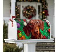 Housses magnétiques pour boîte aux lettres en forme de chien - Cadeaux festifs et fantaisistes - Motif canne à sucre d'orge de Noël - Pour l'extérieur - Décoration extérieure - 53,3 x 64,9 cm - Vert