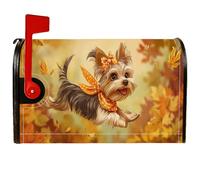 Housses magnétiques pour boîte aux lettres en forme de chien, motif feuilles rustiques, pour décoration de jardin, terrasse, 53,3 x 64,9 cm