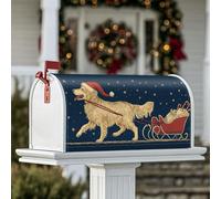 Housses magnétiques pour boîte aux lettres en forme de chien - Motif traîneau traditionnel festif - Cadeau de Noël - Bleu marine - Décorations extérieures - 53,3 x 64,9 cm