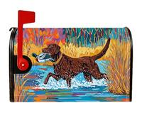 Housses magnétiques pour boîte aux lettres en forme de chien, protection de boîte aux lettres rustique pour extérieur, décoration de jardin, terrasse, 53,3 x 64,9 cm, marron