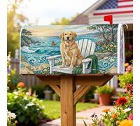 Housses magnétiques pour boîte aux lettres en forme de chien, style côtier rustique, océan, papillon, décoration de maison, jardin, 45,7 x 53,3 cm