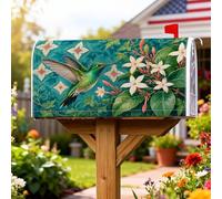 Housses magnétiques pour boîte aux lettres en forme de colibri, fleurs tropicales, feuilles, vert printemps, pour décoration de pelouse, 53,3 x 64,9 cm