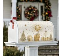 Housses magnétiques pour boîte aux lettres en forme de montgolfière, cadeaux festifs, arbre de Noël, boîte aux lettres dorée pour décoration de cour avant, 53,3 x 64,9 cm