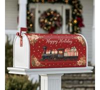 Housses magnétiques pour boîte aux lettres en forme de train, cadeaux festifs, fleurs de Noël, décoration de jardin, cour, 53,3 x 64,9 cm