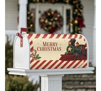 Housses magnétiques pour boîte aux lettres en forme de train, canne à sucre d'orge, houx, Noël, boîte aux lettres pour extérieur pour décoration de porche, 45,7 x 53,3 cm, rouge