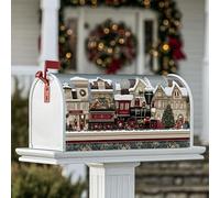 Housses magnétiques pour boîte aux lettres en forme de train, maison festive, sapin de Noël, décoration de jardin, terrasse, 53,3 x 64,9 cm, rouge