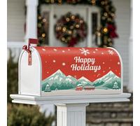 Housses magnétiques pour boîte aux lettres en forme de train, montagnes, flocons de neige, Noël, décoration de porte d'entrée, rouge, 45,7 x 53,3 cm