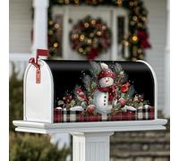 Housses magnétiques pour boîte aux lettres en pin cardinal d'hiver pour décoration extérieure de cour, 53,3 x 64,9 cm, bonhomme de neige