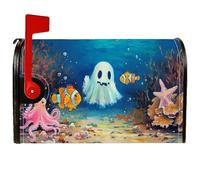 Housses magnétiques pour boîte aux lettres fantôme, pieuvre fantaisie, poisson-clown, Halloween, décoration de jardin, terrasse, 45,7 x 53,3 cm, bleu