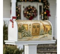 Housses magnétiques pour boîte aux lettres girafe - Couronne de porte d'hiver rustique - Marron - Pour décoration de porche - 53,3 x 64,9 cm